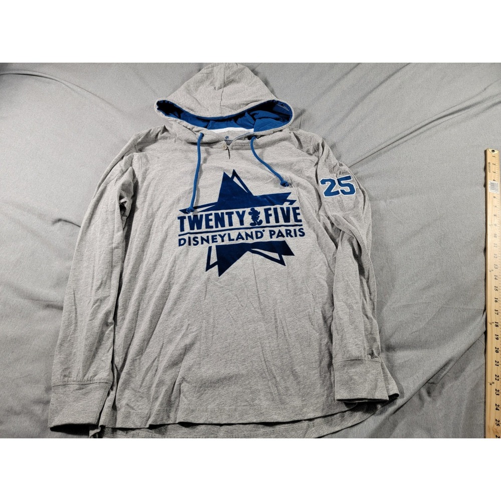Disneyland Paris 25th Anniversary Mickey Hooded Long Sleeve Shirt Adult Large